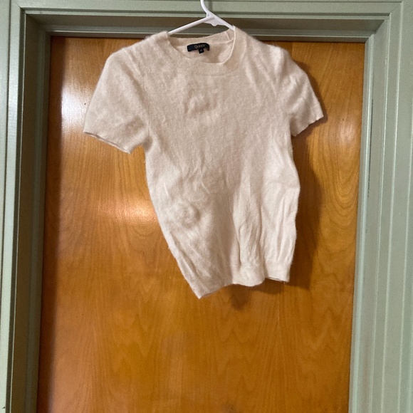 Quince Sweaters - White Quince Mongolian Cashmere Tee Short Sleeve Sweater Small